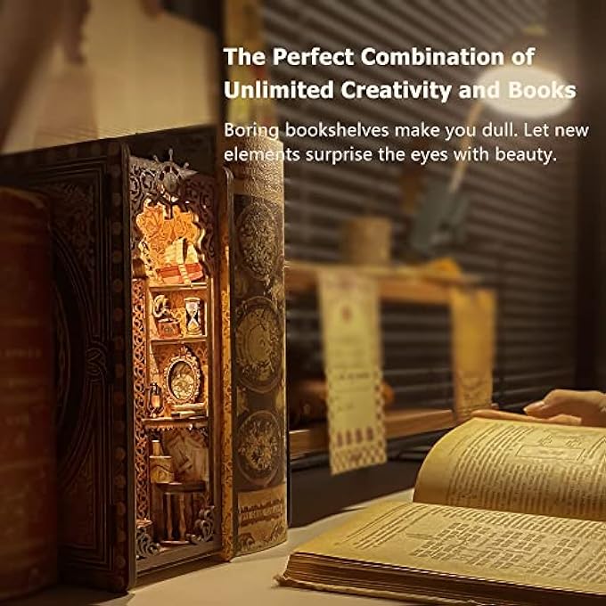 DIY BOOK NOOK KIT FOR ADULTS, DIY DOLLHOUSE MINIATURE HOUSE KIT BOOKNOOK BOOKSHELF INSERT DECOR, 3D WOODEN PUZZLE GIFT KIT FOR FRIENDS AND FAMILY WITH DUST COVER(SAILING MEMORY) - Image 2